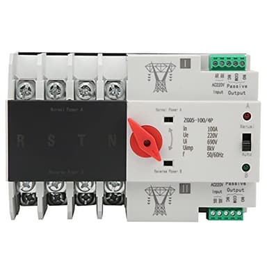 DEWIN Interruttore Trasferimento Automatico,4P 100A 400V Commutatore ATS Interruttore di Trasferimento Automatico a Doppia Alimentazione Transfer Switch, ZGQ5-100