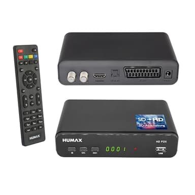 Humax Digital HD Fox - Ricevitore satellitare digitale HD 1080P, ricevitore satellitare digitale HDTV con alimentatore di rete da 12 V, Astra preinstallato, HDMI, SCART, DVB-S/S2 PVR Ready