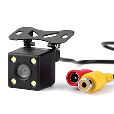 Telecamera Retromarcia Retrocamera Auto a 4 LED e angolo di visuale di 120 gradi Mini Retrocamera visione notturna Telecamera posteriore auto resistente all’acqua e agli urti (Nero)