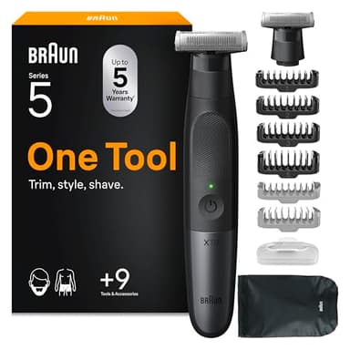 Braun Regolabarba Uomo E Rasoio Elettrico Barba E Corpo Series X, Con Innovativa Lama 4D E Protezione SkinShield, Testina Flessibile A 2 Direzioni Per Rasatura Rapida, Impermeabile, Senza Fili, XT5270