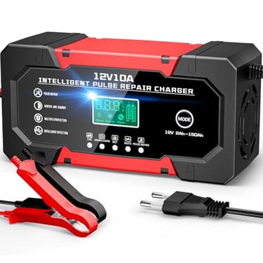 YDBAO Caricabatterie Auto 10A 12V Multi Protezioni Caricabatterie Moto Carica batteria Intelligente con Schermo LCD 5 Modalità per Auto Moto AGM LifePO4