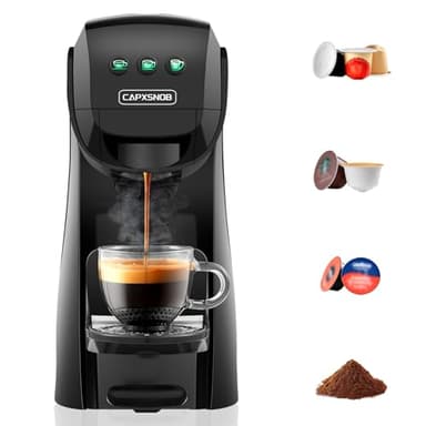 Warriors1 Capsule 4 in 1 per Nespresso OL, Dolce Gusto, Lavazza A Modo Mio Capsule e polvere di caffè, pressione 20 bar, serbatoio acqua 0,8 l, macchina da caffè automatica | Macchina per caffè