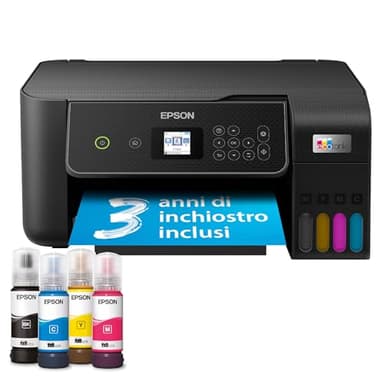 Epson EcoTank ET-2870 Stampante Multifunzione A4, Serbatoi Ricaricabili Alta Capacità, 4 Flaconi Inclusi pari a 3600pag B/N 6500pag Colore, Display LCD