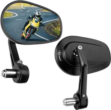 KEMIMOTO Specchietto Retrovisore Moto Omologato CE, Specchietti Moto Universale per Manubrio, Specchietto Laterale 7/8" 22mm con Motociclo Scooter Cruiser, 2 Pezzi