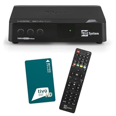 Tele System Decoder Satellitare TS9018HEVC Tivùsat HD Classic: Accesso a Oltre 70 Canali HD Gratuiti, Aggiornamento Automatico Canali - Smartcard Inclusa