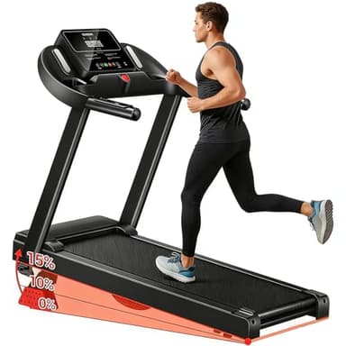 SUIUOI Tapis Roulant Pieghevole 15% Inclinazione | Motore Brushless 3.0HP Silenzioso <45dB | 12+3 Programmi Intelligenti | Ammortizzazione 7 Strati | Sensori Cardio | Salvaspazio | Max 136KG