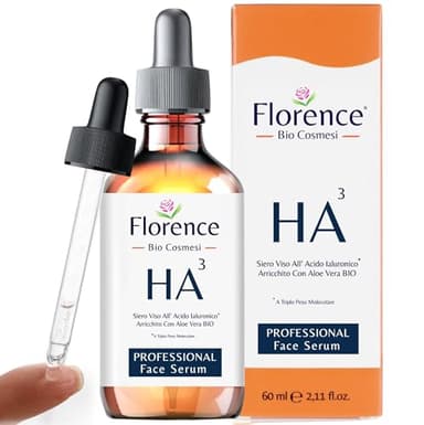 60ml Bio Siero con Acido Ialuronico Puro a 3 pesi Molecolari, Vitamina C e Noti Agenti Antirughe e Antietà. Biologico,Vegano,Idratante e Illuminante. Siero Viso Ideale anche Come Crema Contorno Occhi