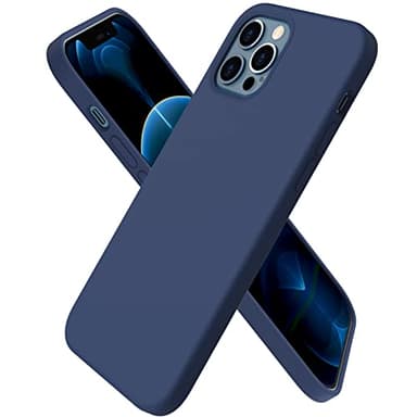 ORNARTO Custodia Compatibile con iPhone 12 Cover Sottile 6,1, iPhone 12 PRO, Silicone Liquido Protezione Completa in Gomma Gel Morbida con Fodera in Microfibra 6,1 Deep Navy