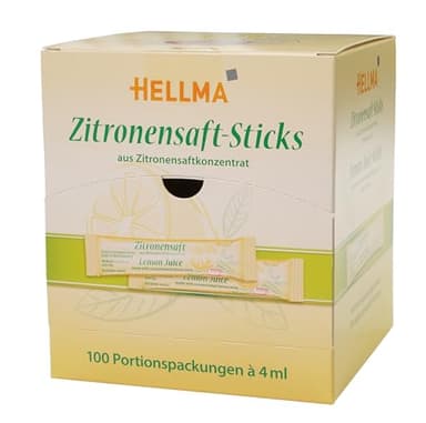 Hellma Succo di Limone-Sticks, Concentrato di Succo di Limone, Tè, 100 Porzioni da 4 ml