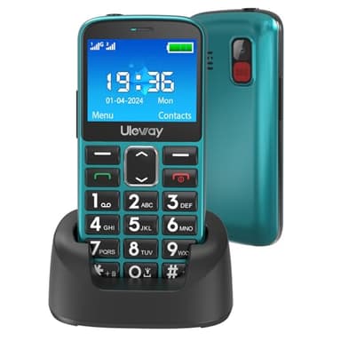 Telefono Cellulare per Anziani con Tasti Grandi, Funzione SOS HAC | 2.4" Grande Schermo | Supporto SIM Doppio | Chiamata Rapida | Torcia | Radio ad Alto volume | Batteria di grande | Base di Ricarica