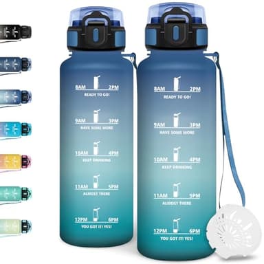 Motswedi Borraccia 1,5 litri, Riutilizzabile, Borraccia Palestra, a Prova di Perdite, Bottiglia Acqua, Facile da Trasportare, Borracce, per Sport, Ciclismo, Palestra, Ufficio, Running, Verde & Blu