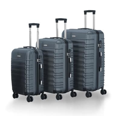 Juskys Set valigie rigide 3 pezzi – ABS – con ruote girevoli, lucchetto a codice e manico telescopico – trolley da viaggio – colore antracite