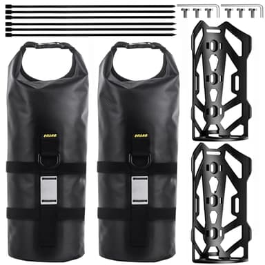 Borsa per Forcella da Bicicletta 5 L [2 Pezzi] Impermeabile Borse Anteriore Portapacchi Bici, Borsa Asciutta Roll Top, Resistente All'usura E Allo Strappo, Installazione (Cinghia/Vite) per Ciclismo