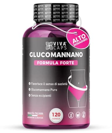 Glucomannano forte purificato 3000mg 120 Cps, Supporto naturale per la digestione, Glucomannano puro senza eccipienti - Made in Italy