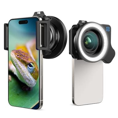 10-20x Obiettivo Zoom Macro con Clip universale per Obiettivo, Macro HD per iPhone e Telefoni Android,Set di Obiettivi Zoom con Luce di Riempimento per Smartphone