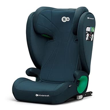 Kinderkraft JUNIOR FIX2 I-SIZE Seggiolino auto 15-36 kg, Gruppo 2-3, 100-150 cm, con Isofix, Poggiatesta regolabile, Sistemi di sicurezza, Leggero Facile da trasportare, Facile da pulire, Blu
