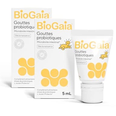 BioGaia Gocce probiotiche per neonati e neonati | Equilibrio della flora intestinale | Integratore alimentare a base di probiotici | Contiene L. reuteri Protectis | Flacone da 5 ml – Confezione da 2