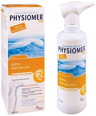 PHYSIOMER Oto Spray per Orecchie - Siero di mare per la detersione e la pulizia quotidiana delle Orecchie - Rimuove l'eccesso di cerume - 115 ml