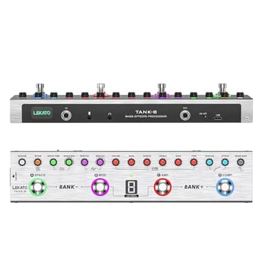 Pedale multieffetto per basso LEKATO con 36 preset, 4 moduli, amplificatore, compressore, mod, riverbero, IR CAB, sintonizzatore, connessione BT, registrazione, controllo app(Il basso)