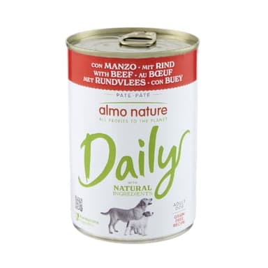 Almo Nature Daily, Alimento Umido per Cani Adulti con Manzo - 400g, Confezione da 24