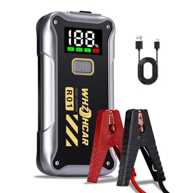 Booster Avviamento Auto 4000A 12V Starter Batteria Portatile con Schermo LCD Jump Starter per Auto, Camion, Moto, SUV - Avviatore e Cavi Batteria Estesi Booster Batteria