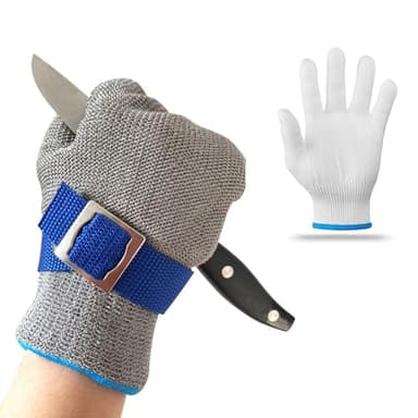Azonelife Guanti Antitaglio Cucina, Guanti da lavoro antitaglio livello 9, filo di acciaio inox, guanto da macellaio, guanto di ostriche, adatto per la manipolazione degli alimenti