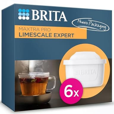 BRITA Filtro acqua rubinetto MAXTRA PRO Limescale Expert confezione da 6 filtri - Riduzione del calcare extra e ideale per bevande calde, filtro originale compatibile con caraffa acqua filtrante BRITA