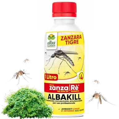 Albagarden - Insetticida Antizanzare Giardino x 1 Litro - Insetticida Concentrato per Esterno E Interno contro Zanzare Cimici Mosche Insetti Moscerini - Barriera Anti Zanzare