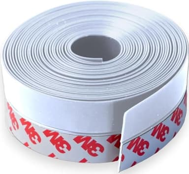 Dpm Tapes - Paraspifferi Silicone Sottoporta Con Adesivo Premium, lunghezza 5 metri, Porta Blindata d'ingresso, Isolante Termico Porte Finestre, Protezione Freddo, Protezione Suoni (Bianco)