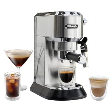 DeLonghi America, Inc EC685M Dedica Deluxe, macchina per caffè espresso, in acciaio inox, 1300 W, 34 oz, argento