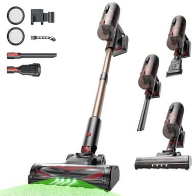 Proscenic P11 Ultra Aspirapolvere senza Fili Potente 500W/50Min/50KPA, Scopa Elettrica senza Fili con Spazzola Anti-Groviglio, Display LED, Batteria Rimovibile, per Pavimenti/Tappeti/Peli