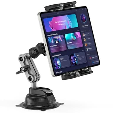 Jubor Supporto Tablet Auto, Regolabile a 360° Supporto per iPad da Cruscotto, Porta Muro per iPad/Pro/Air/Mini iPhone, Tutti Smartphone e Tablet da 4,7-12,9" per Auto, Muro, Scrivania