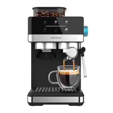 Cecotec Macchine da Caffè Espresso Power Espresso 20 Grind. 1350W, 20Bar, Caffè con Vapore, 2 Tazze, Schermo Tattile, Macinacaffè, Serbatoio Caffè 150g, Acqua 1.7L, Schiumatore, Thermoblock, Sicurezza