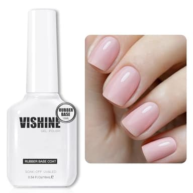 Vishine Base Gommata 5 in 1 Builder Rosa Latte, 16ML Rosa Latte Smalto Semi-Permanente Gel Smalto per Unghie UV LED Gel Polish Rinforzante e Riparatore per Manicure Nail Art #063
