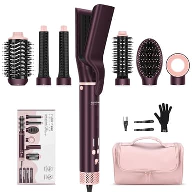 7 in 1 Air Styler, PARWIN PRO BEAUTY MaxAIR 2.0 multistyler Set, doppia tensione automatica, ferro arricciacapelli, piastra lisciante, 110,000 RPM asciugacapelli, spazzola volumica, Jasper Plum