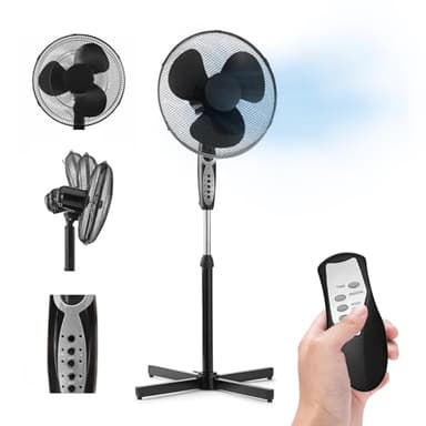 Ventilatore a Piantana con Telecomando Silenzioso e Potente Pale da 40 cm con Timer 7 ore Oscillante con Altezza e Inclinazione Regolabile 50 Watt e 3 velocità