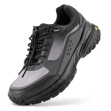 FitVille Scarpe da Escursionismo Uomo Extra Large Sneakers da Trekking Traspiranti e Antiscivolo Scarpe Sportive per Camminare e Outdoor Grigio Scuro/Nero 41 EU Larga