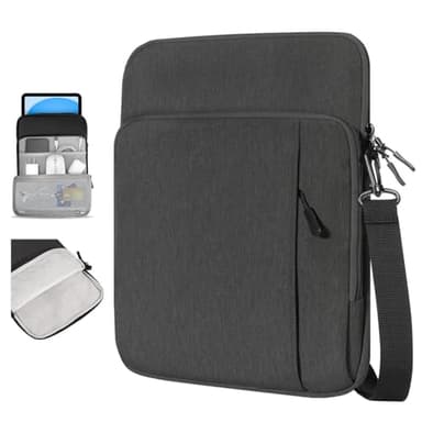 Dadanism 13,3 Pollici Custodia Protettiva Borsa Tablet con Tracolla per iPad Pro 13" M4 2024, iPad Air 13" M3 M2, iPad Pro 12,9", Galaxy Tab S10+ Plus/S9 FE+/S9+ Plus 12,4", Tab P12 12,7",Nero Grigio