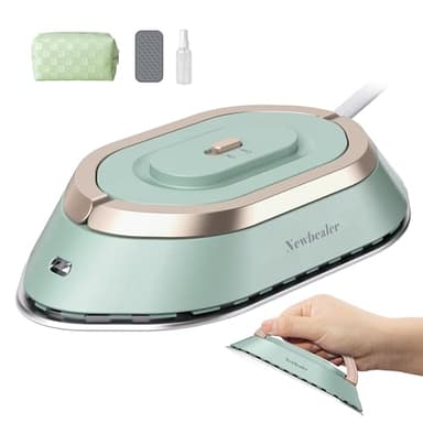 Newbealer Ferro da Stiro da Viaggio, Ferro da Viaggio Mini Portatile Leggera Compatto senza Vapore, Stirare i Vestiti, Tensione Universale 100-240V, Verde