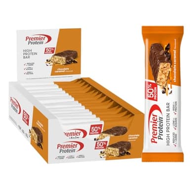 Premier Protein - High Protein Bar 50% - Chocolate Caramel - 16x40g - basso contenuto di zuccheri – low carb – senza olio di palma