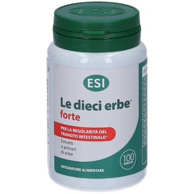 ESI - Le Dieci Erbe +Forte, Integratore Alimentare Vegetale con Tarassaco, Lassativo Naturale Contro Stitichezza e Flatulenza, Regola il Transito Intestinale, Senza Glutine, Vegan, 100 Ovalette