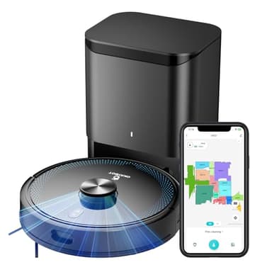 OKAYBOT V2 Upgrade Robot Aspirapolvere Lavapavimenti con Stazione, Raccolta Automatica della Polvere 3.5L, Autonomia 120min, 4000Pa, Navigazione Laser 3D, Controllo APP & Alexa & Google