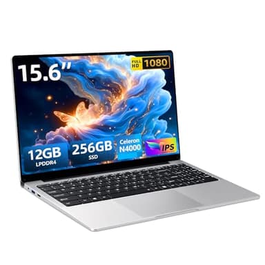 Portatile PC 15,6 Pollici, Celeron N4000 processore 12 GB RAM LPDDR4 SSD 256 GB, Notebook schermo girevole a 180°, risoluzione FHD 1920*1080, USB 3.0, mini HDMI, slot per schede TF, WiFi Laptop
