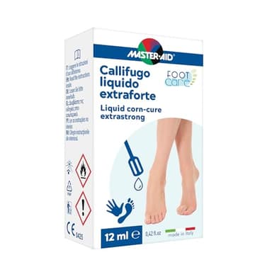 MASTER AID Footcare Calli - Trattamento Callifugo - Liquido Callifugo per Piedi - Per la Rimozione di Calli e Duroni - Spatolina per Applicazione Inclusa - 1 Flacone da 12 ml