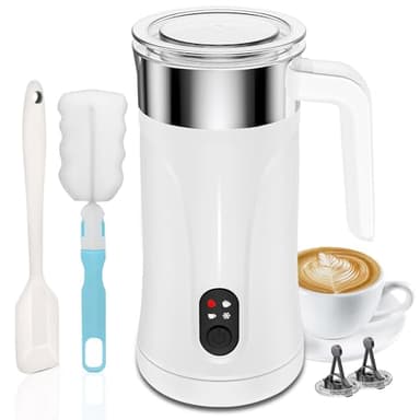 Ovetedot Montalatte Elettrico, Automatico 4 in 1 Cappuccinatore Elettrico, Schiuma di Latte Calda e Fredda, Montalatte Silenzioso per Caffè, Cappuccino, Macchiato, Cioccolata Calda (Bianco)