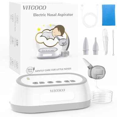 Aspiratore Nasale Neonato VITCOCO | Aspiratore Nasale Elettrico per Bambini | 6 Ventose | Ricaricabile con Luce e Musica Calmante | Sicuro Efficiente Delicato | Certificato CE