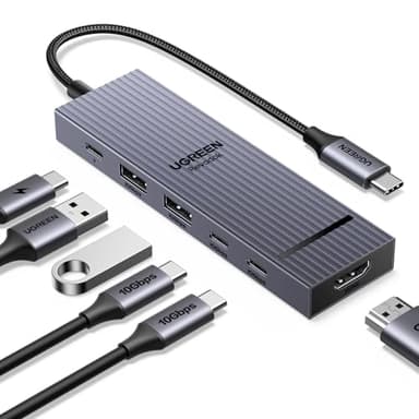 UGREEN Revodok PRO 106 10Gbps Hub USB C HDMI 4K 60Hz Adattatore Type C 3.2 Gen 2 PD 100W Carica Docking Station Compatibile con MacBook PRO Air M3 M2 M1, iPad, iPhone 16 PRO Max