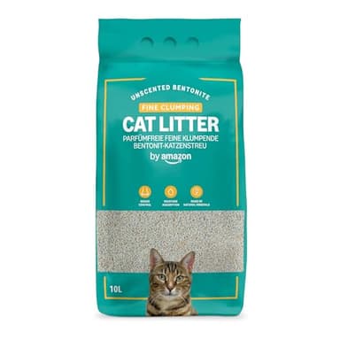 by Amazon Lettiera per Gatti con Agglomerante Fine, Senza Profumazione, 10L
