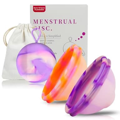 2 Pezzi di Disco Menstruale, Coppa Mestruale con Periodi Della Dimensione M+L, Tazza Mestruale Riutilizzabile Realizzata in Silicone Medico al 100% per Donne Sport, Nuoto e Intimità Attive