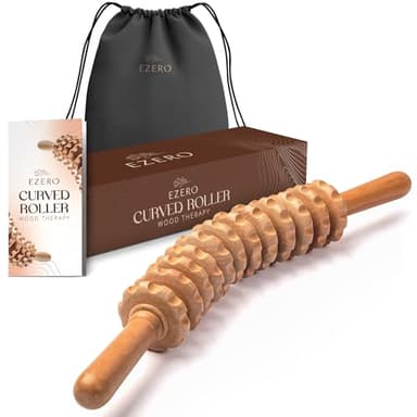 Ezero Rullo Massaggio Cellulite di Legno di Faggio per Corpo e Cosce, Tocco Morbido - Rullo Anticellulite Maderoterapia, Massaggio Anticellulite, Massaggiatore per Cellulite, Bastone Pancia